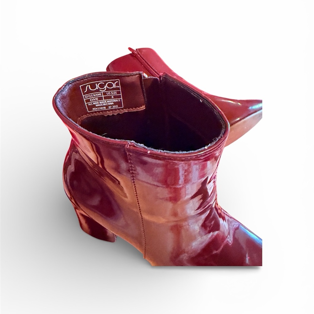Sugar Women's Glossy Red Ankle Booties